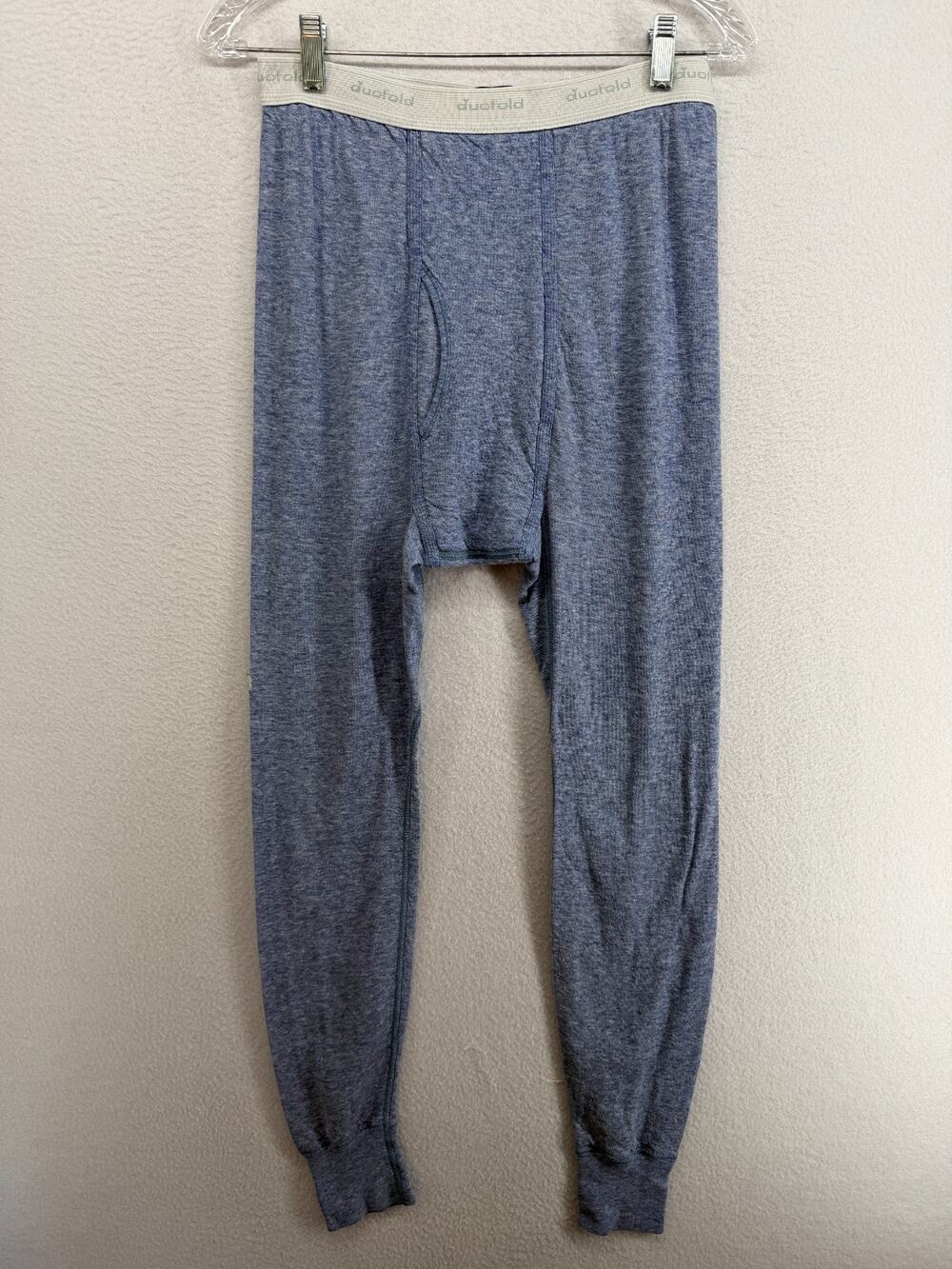 DUOFOLD Pants M Double Layer Baselayer Thermal Bottoms Wool Blend Blue USA VTG